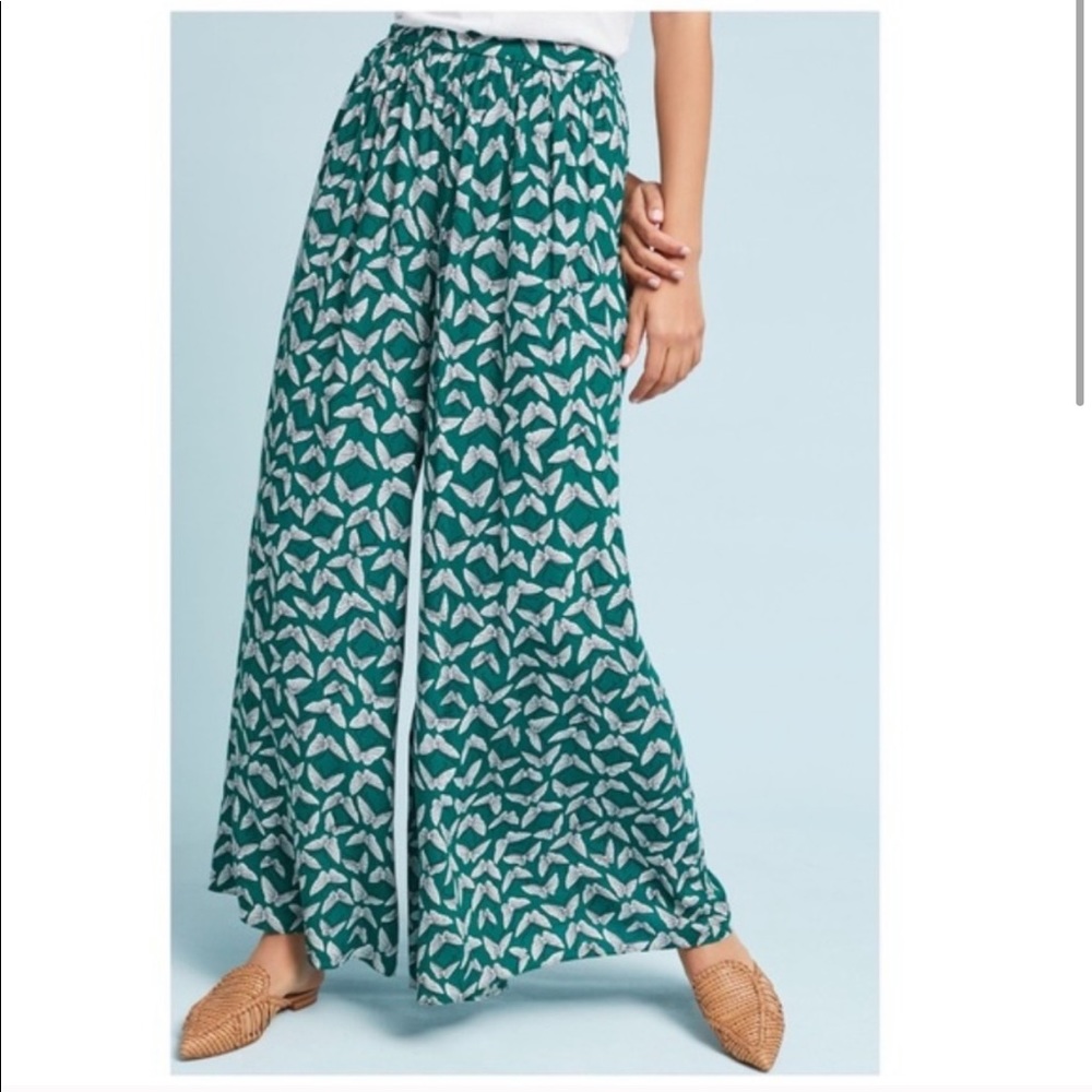 Anthropologie Maeve Butterfly Wide Leg Pants
